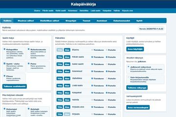 Kalapäiväkirjan hallintapaneelin etusivu