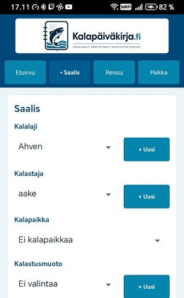 Mobiilisovelluksen saaliin lisäys